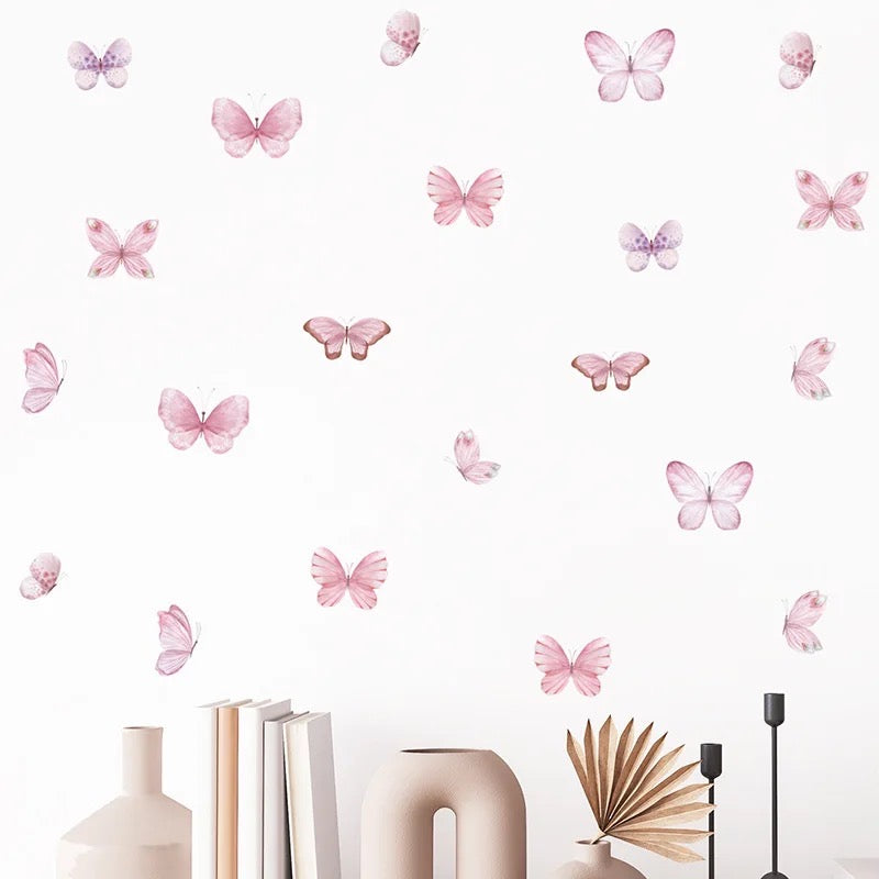 Pink Butterflies Removable Wall Decals | Nursery Wall Art