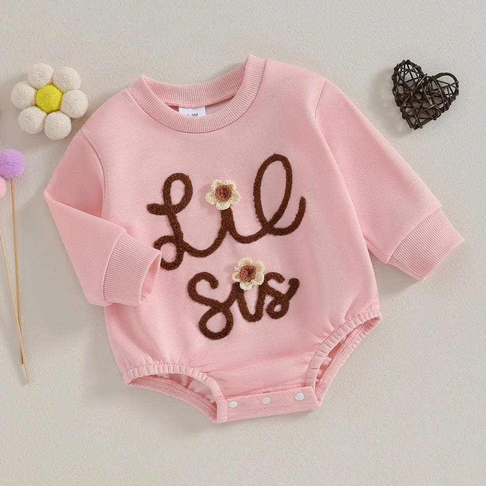 Big Sis | Lil Sis Matching Embroidered Sweater & Onesie