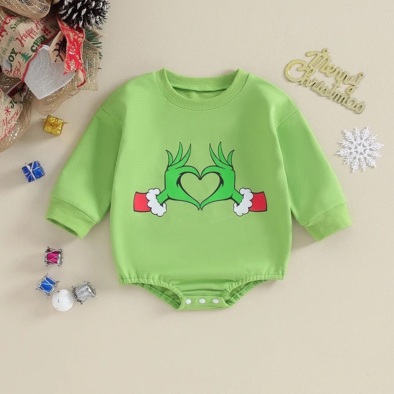 Grinch Inspired Long Sleeve Onesie