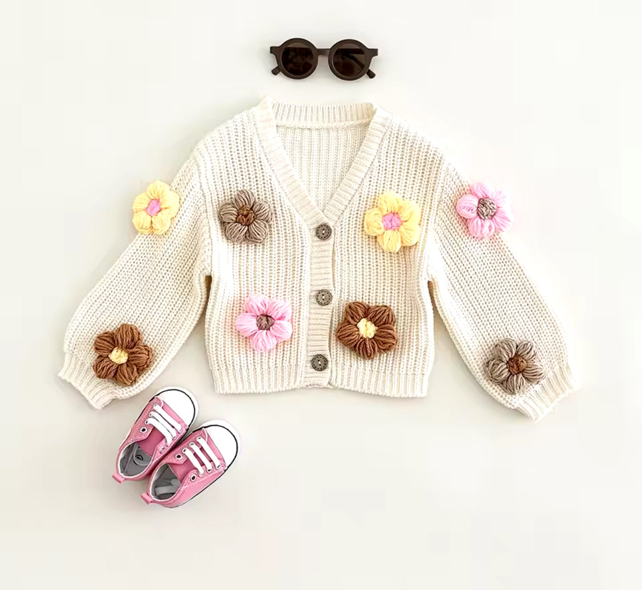 Boho Style Floral Knit Cardigan