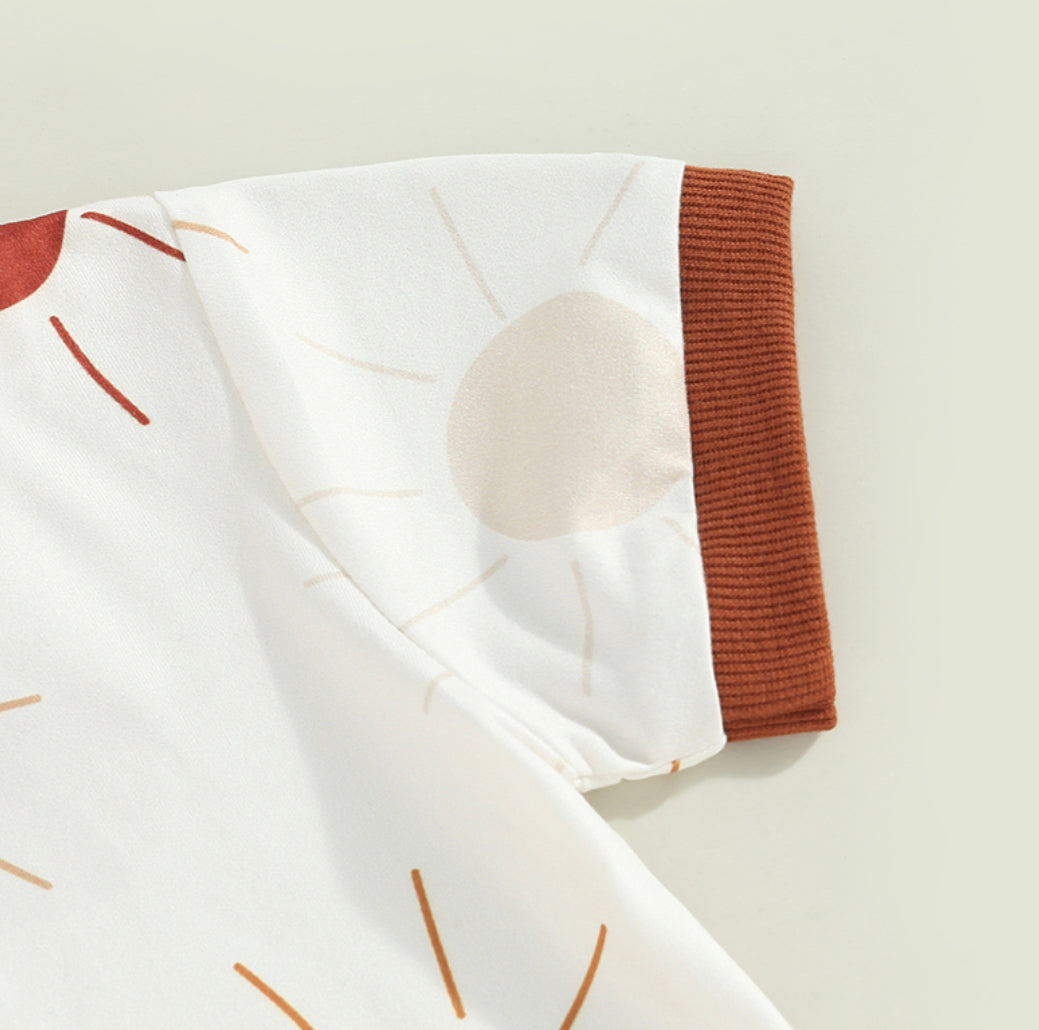 2-Piece Set | Vintage Floral & Sun Printed Outfit