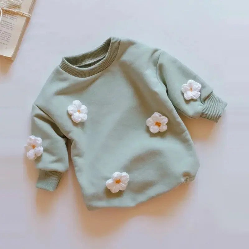 Sage Green Floral Sweater Romper