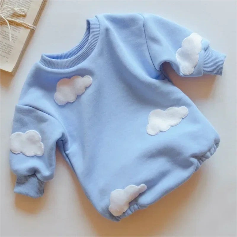 Fuzzy Cloud Sweatshirt Romper