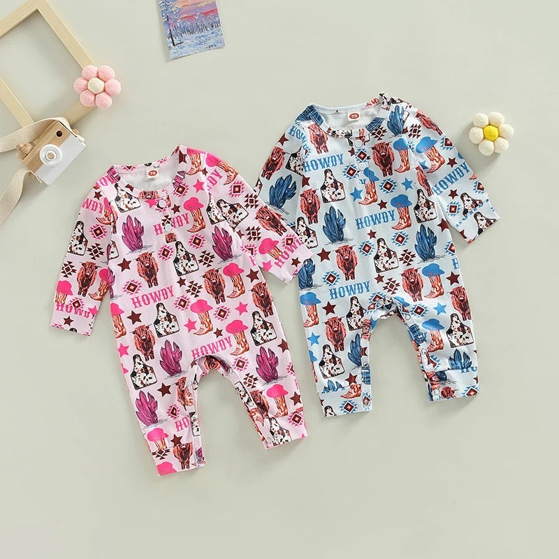 Long Sleeve Western Style Baby Romper