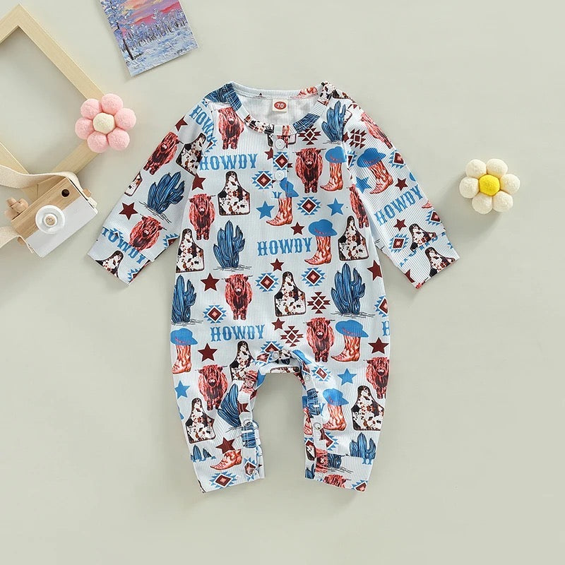 Long Sleeve Western Style Baby Romper