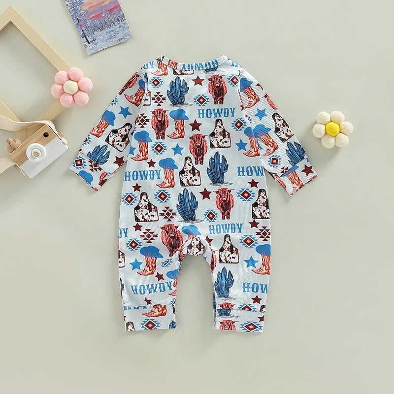 Long Sleeve Western Style Baby Romper
