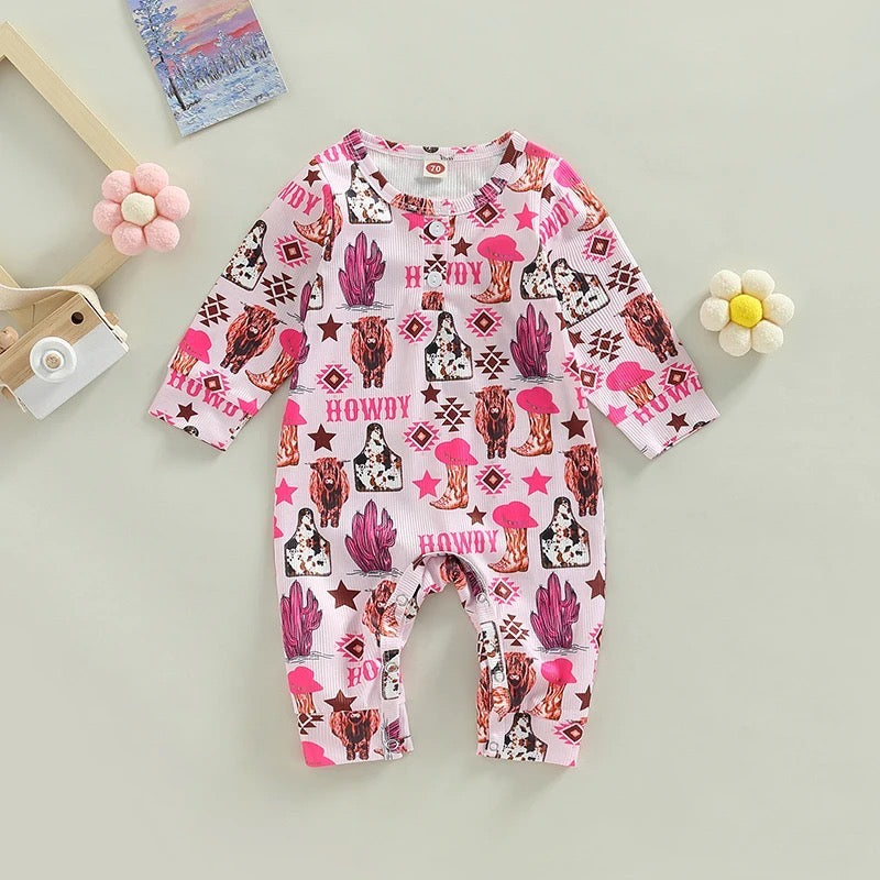 Long Sleeve Western Style Baby Romper