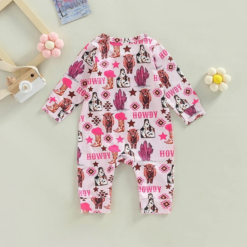 Long Sleeve Western Style Baby Romper