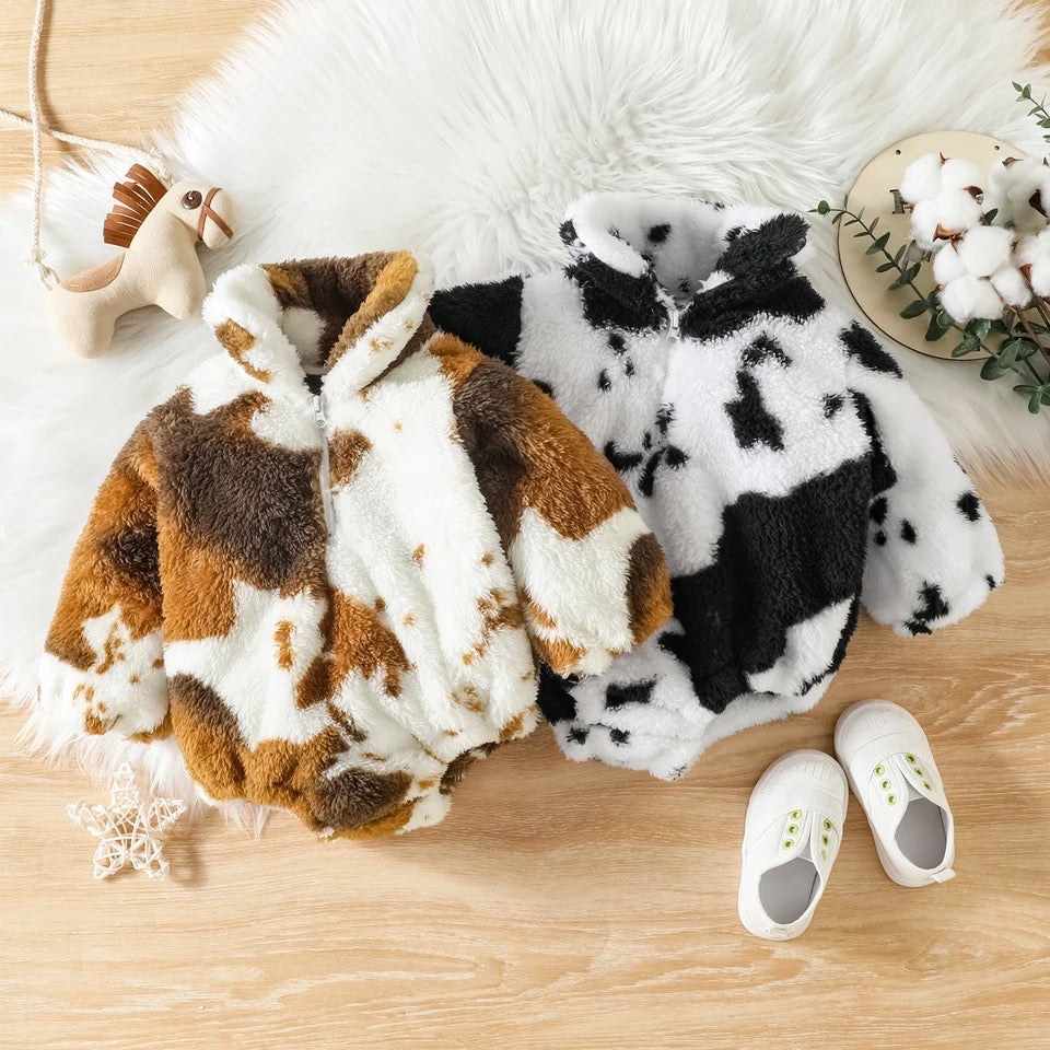 Soft Cow Print Pullover Zipper Romper