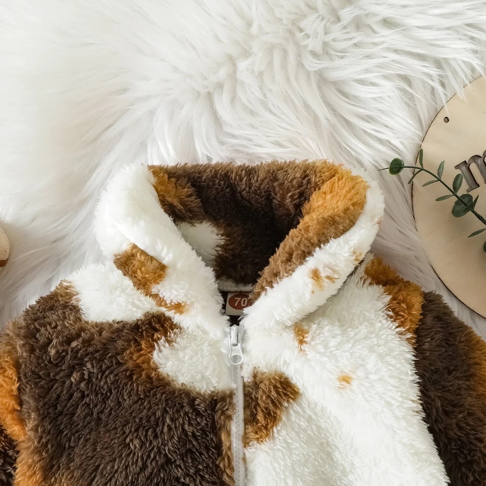 Soft Cow Print Pullover Zipper Romper