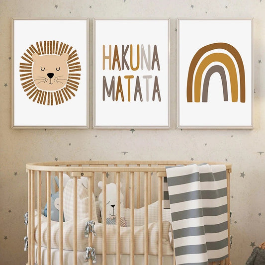 Set of 3 | Hakuna Matata UNFRAMED Canvas Prints Nursery Wall Art