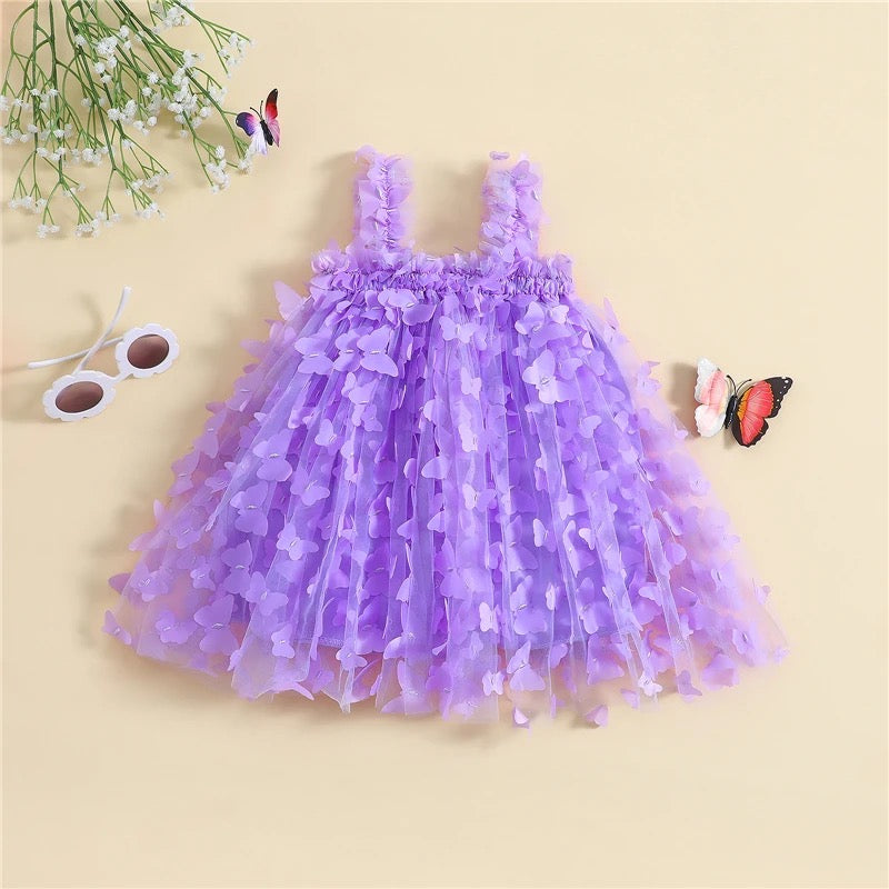 Sleeveless Baby Girl & Toddler 3D Butterfly Tulle Dress