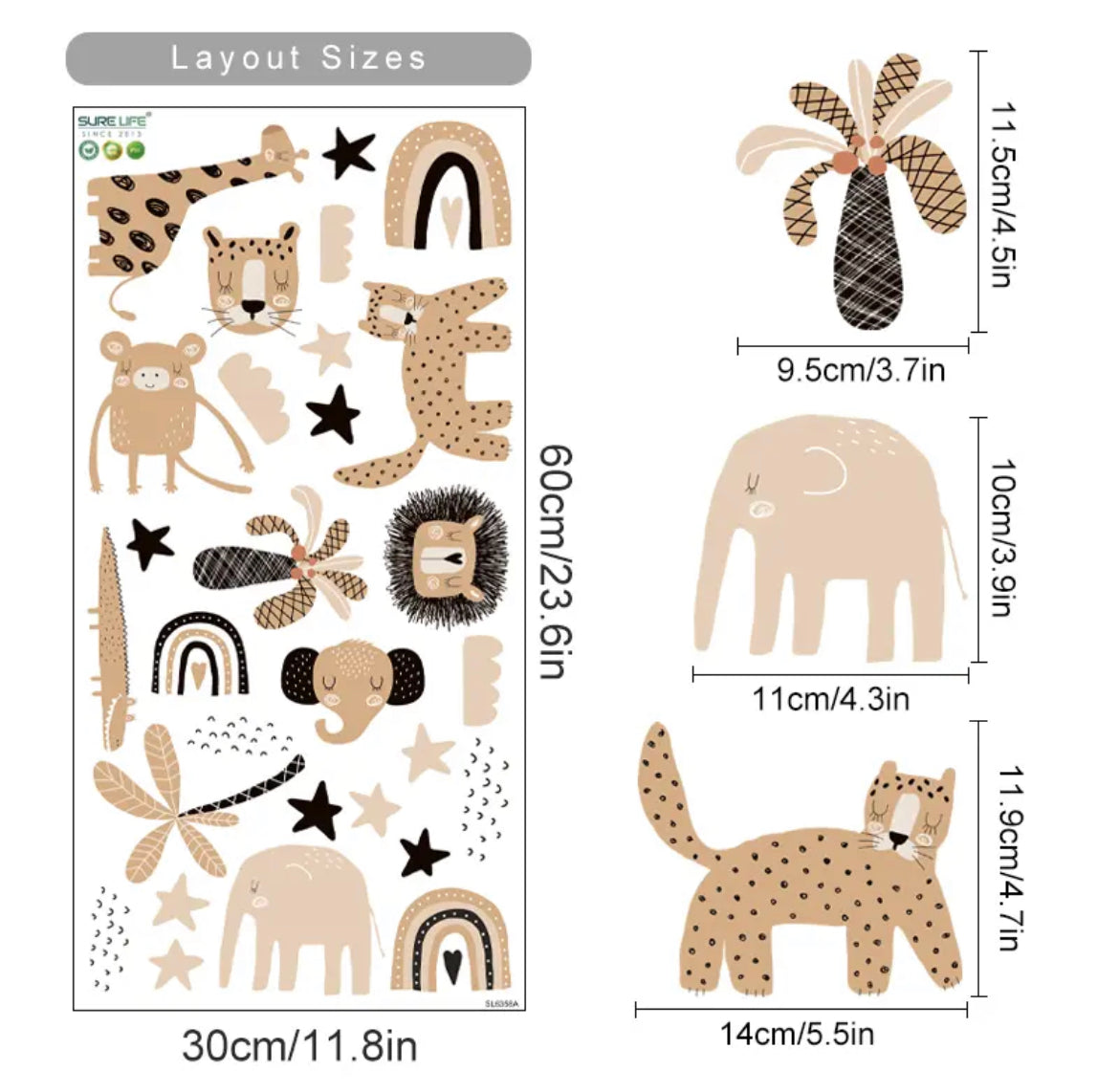 Safari Wall Sticker Pack | Animal Nursery Wall Art