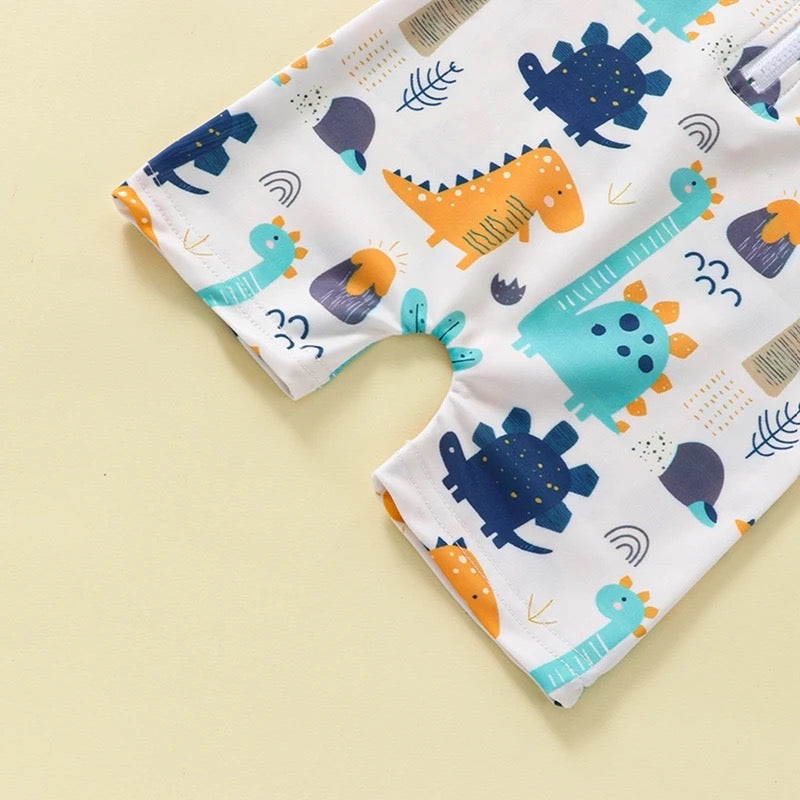 Dinosaur Print One Piece Zip Up Swimsuit