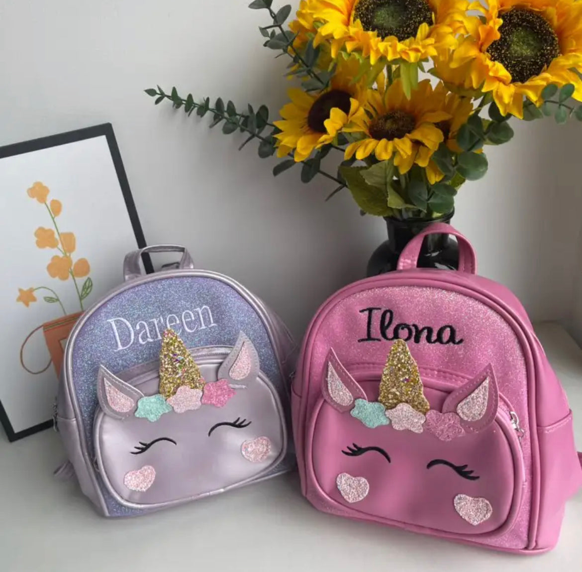 Personalized Embroidered Toddler-Size Unicorn Backpacks