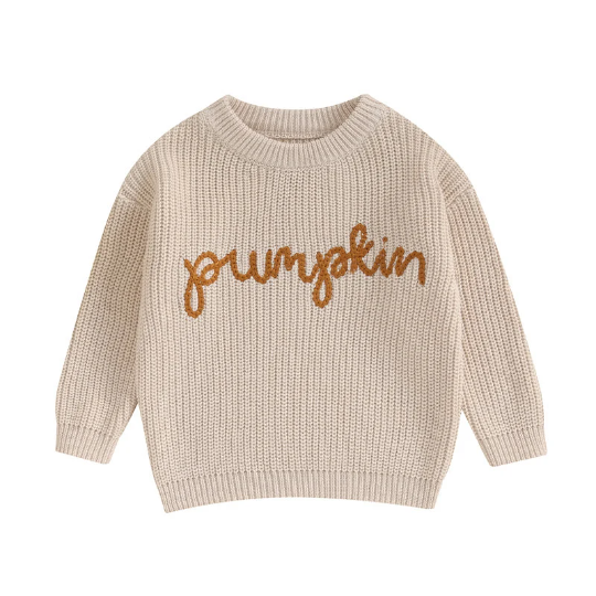Pumpkin Embroidered Halloween Pullover Sweater