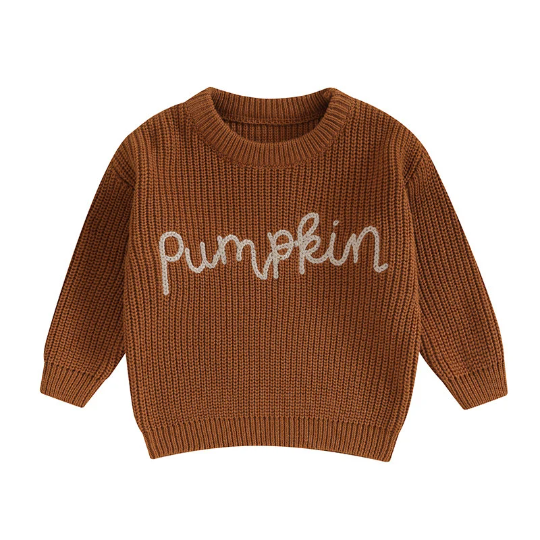 Pumpkin Embroidered Halloween Pullover Sweater