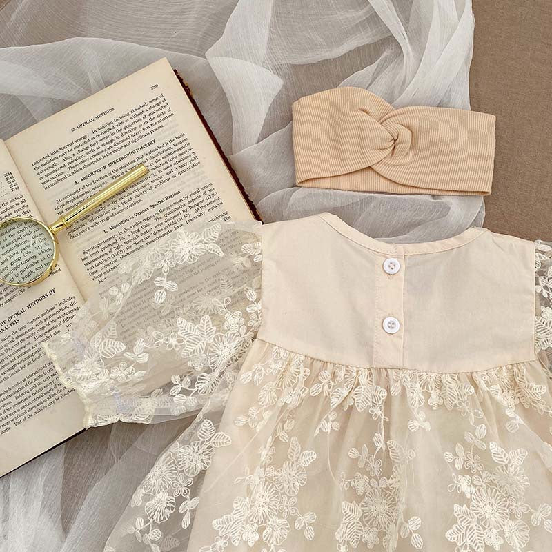 Short-Sleeve Floral Lace Romper Dress