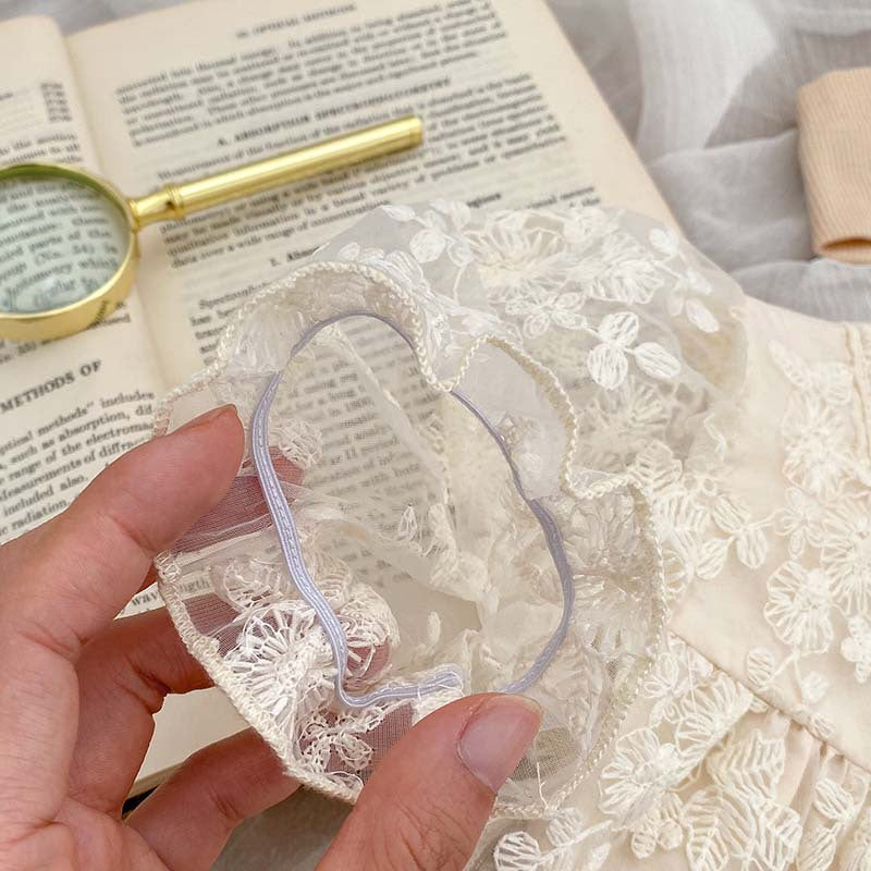 Short-Sleeve Floral Lace Romper Dress