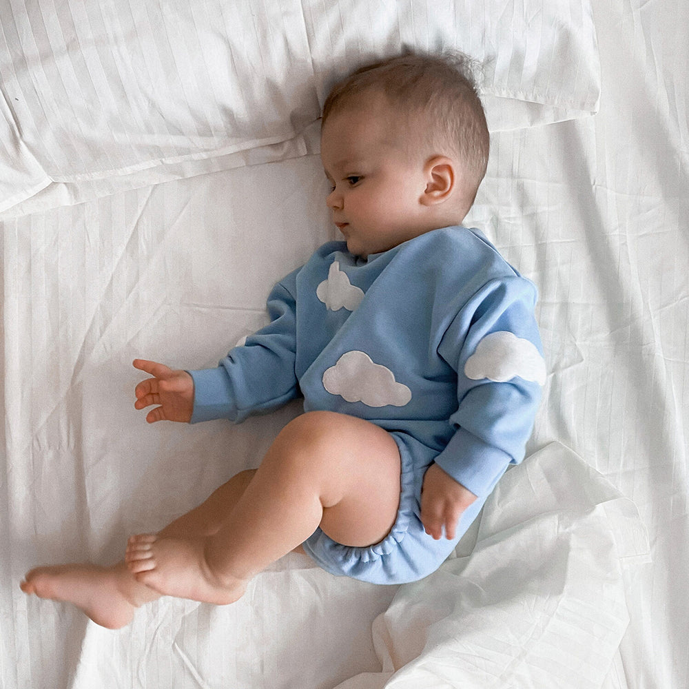 Fuzzy Cloud Sweatshirt Romper