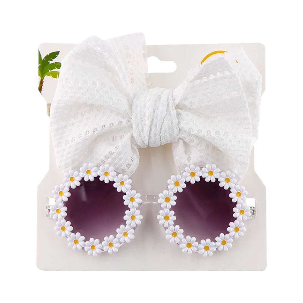 Baby Daisy Sunglasses & Bow Headband Set