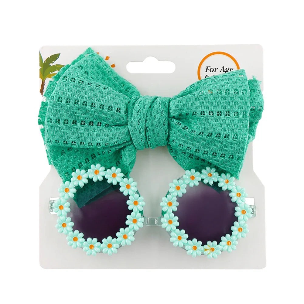 Baby Daisy Sunglasses & Bow Headband Set