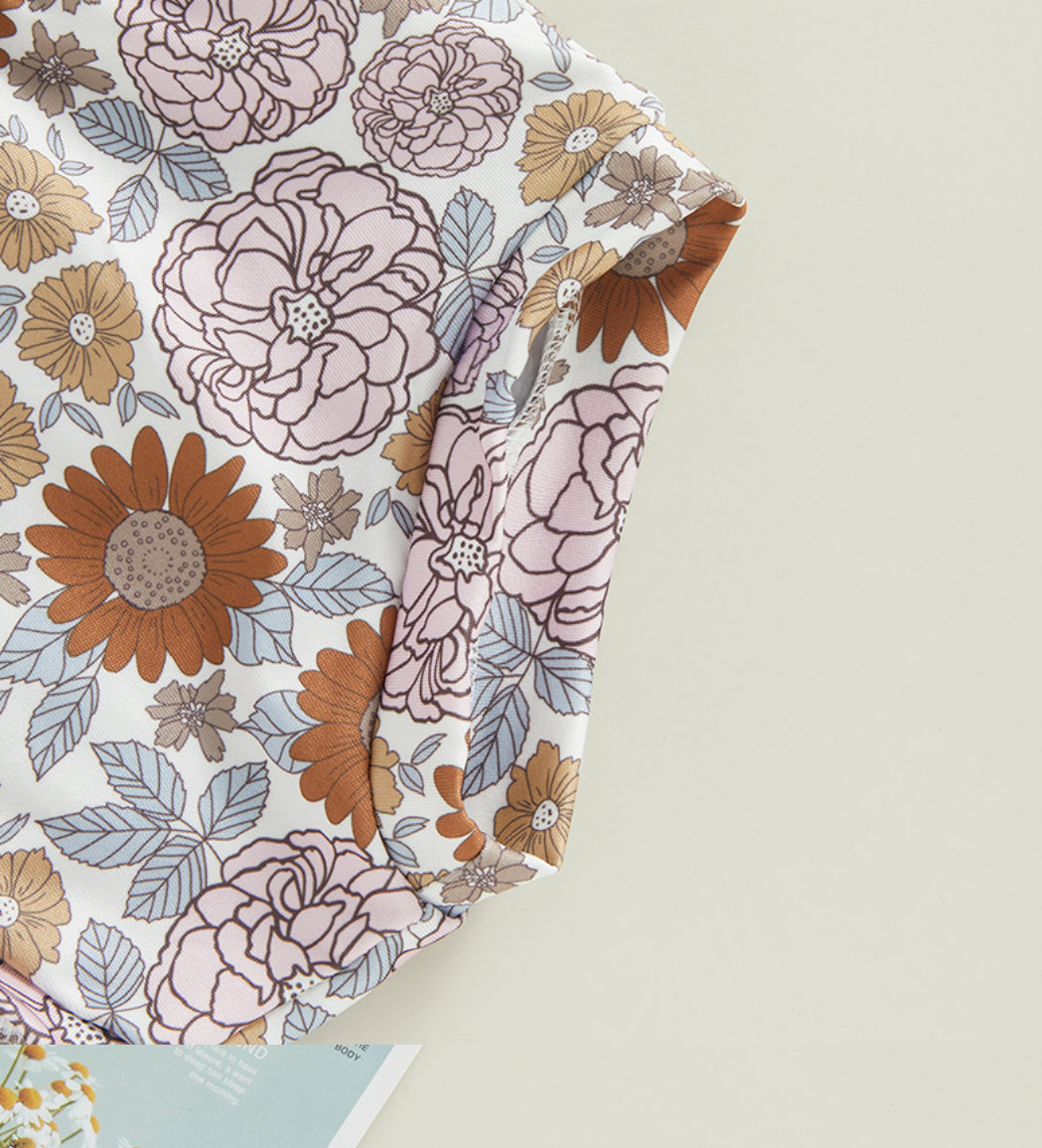 Little Wildflower Onesie + Bummy Shorts + Headband