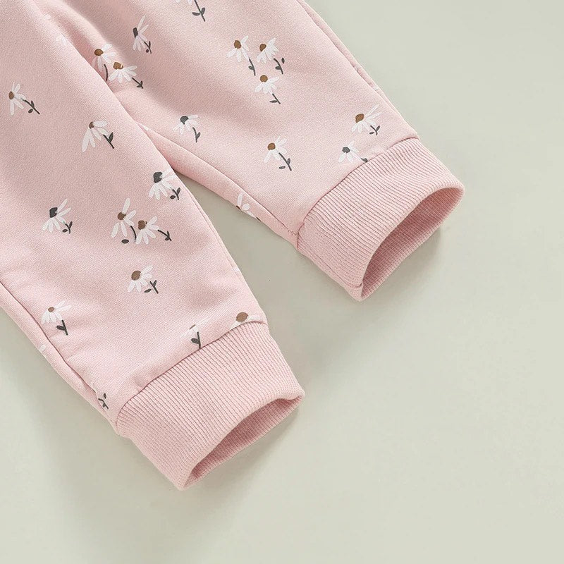 Floral Print Pullover Sweatshirt & Jogger Pants