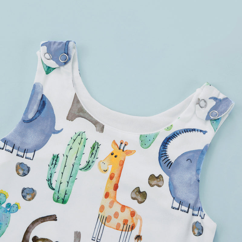 Cactus Animal Print Baby Overalls