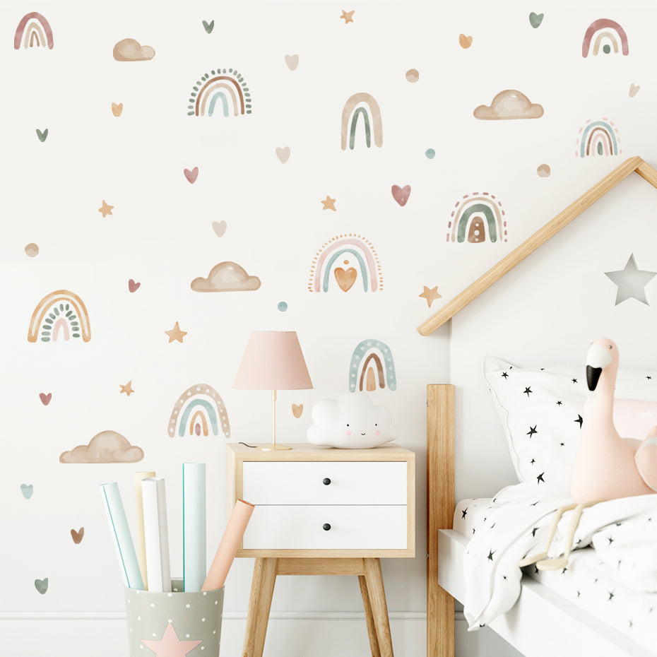 BOHO Rainbow Watercolour Wall Stickers | Nursery Wall Art