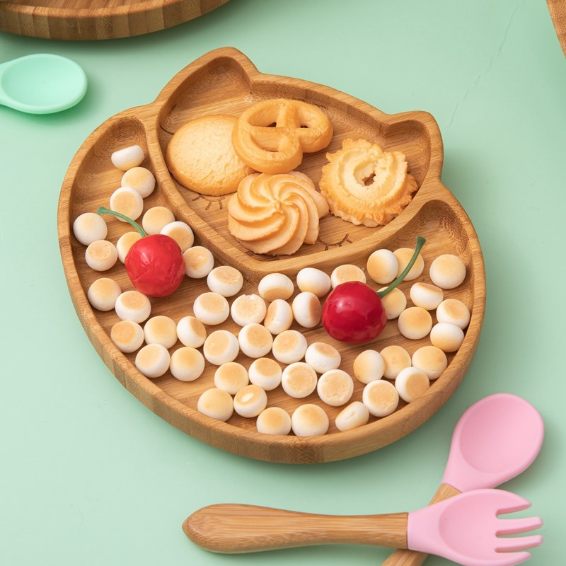 4-Piece Set | Animal Bamboo Suction Plate + Bowl & Cutlery
