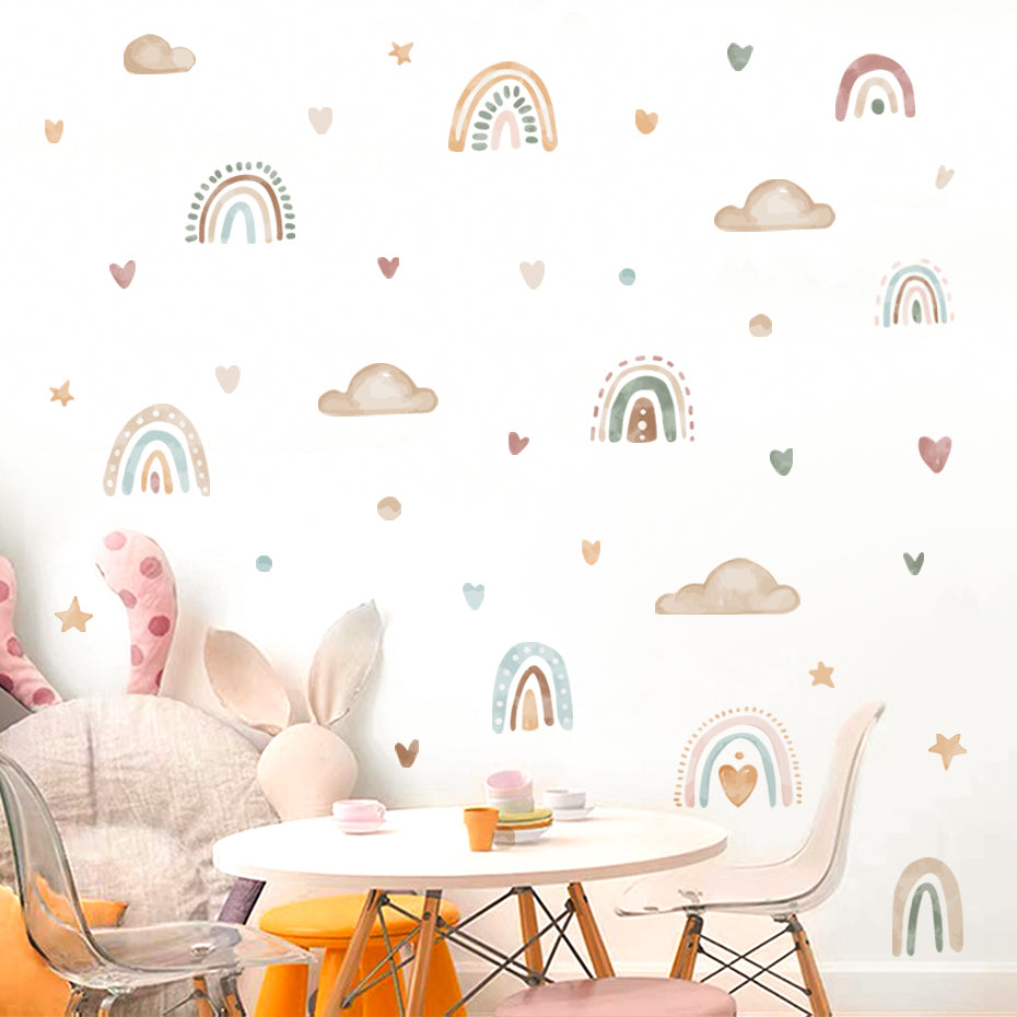BOHO Rainbow Watercolour Wall Stickers | Nursery Wall Art