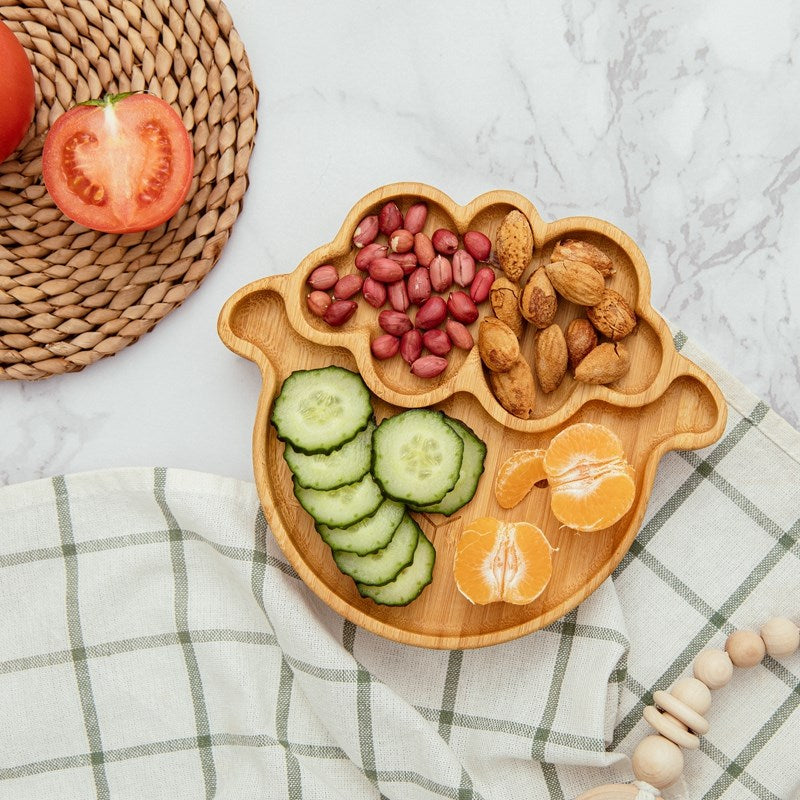 4-Piece Set | Animal Bamboo Suction Plate + Bowl & Cutlery