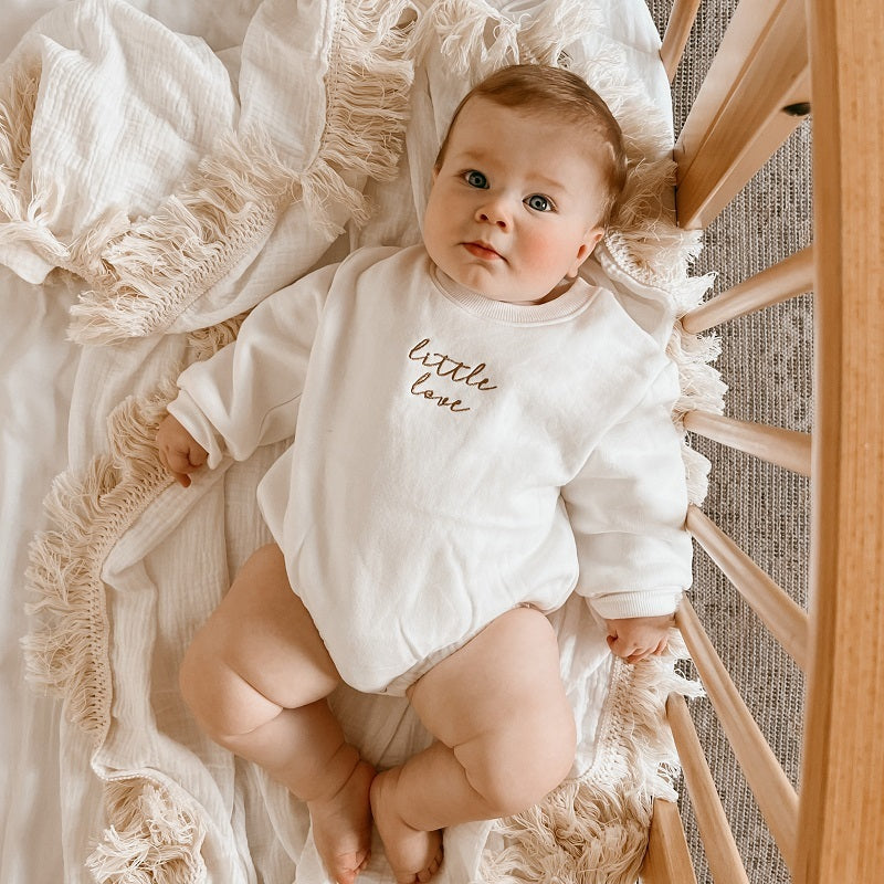 Little Love | Embroidered White Romper