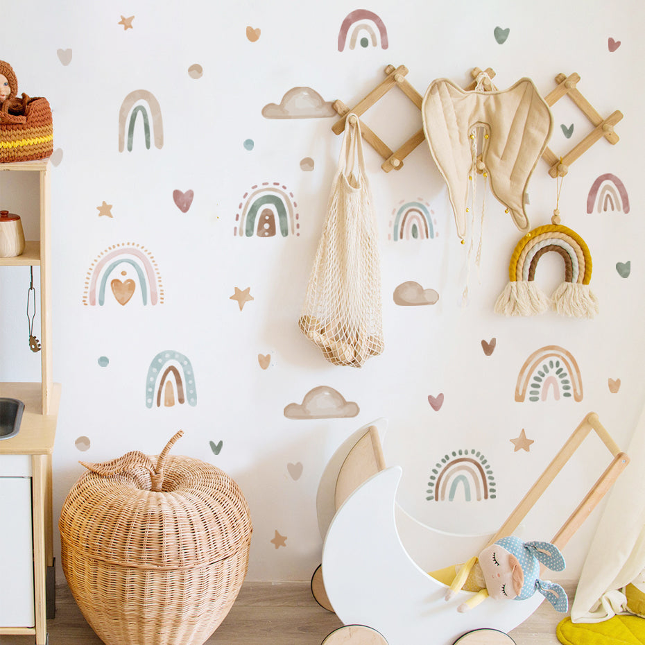 BOHO Rainbow Watercolour Wall Stickers | Nursery Wall Art