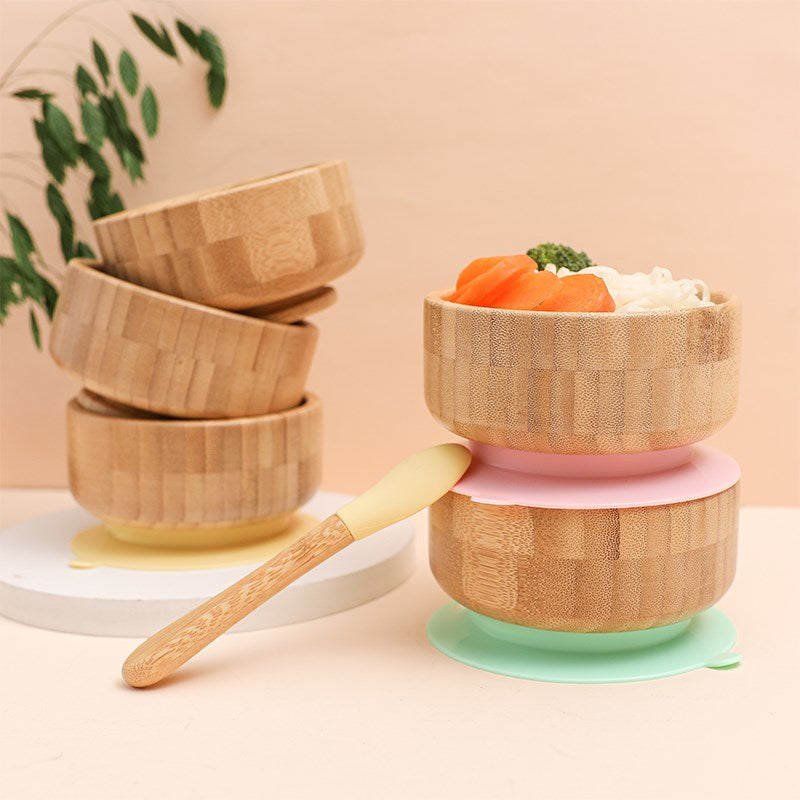 4-Piece Set | Animal Bamboo Suction Plate + Bowl & Cutlery