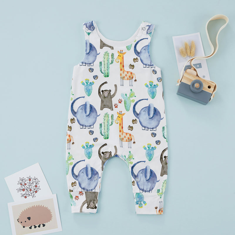 Cactus Animal Print Baby Overalls