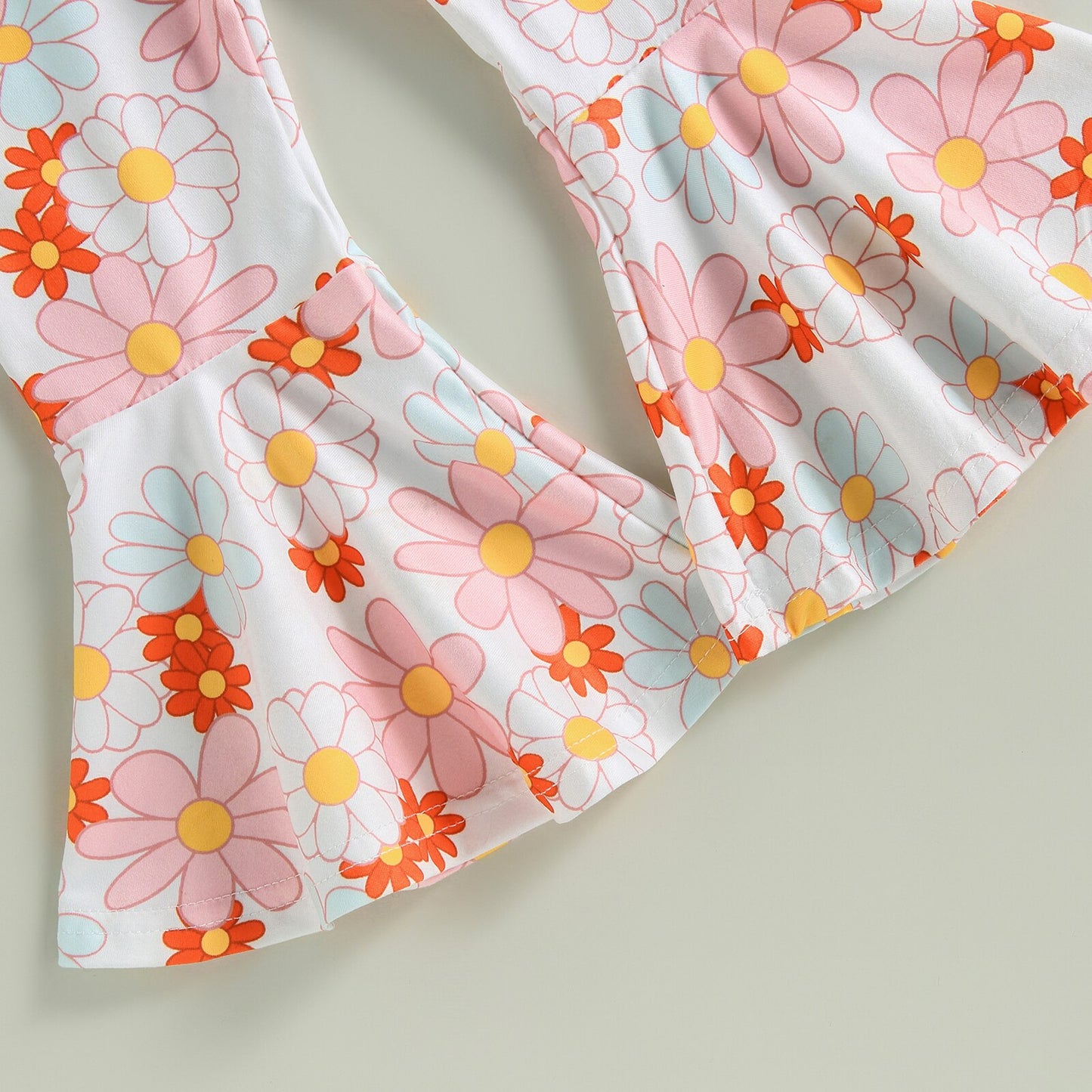 Retro Floral Sleeveless Striped Top & Flare Pants