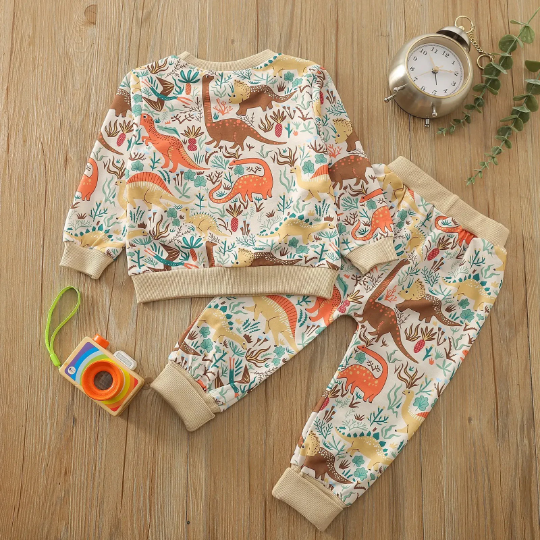 Long Sleeve Dinosaur Pullover Sweater & Pants Set