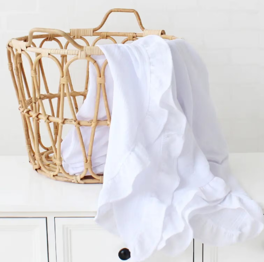 Tassel Baby Muslin Swaddles | Cotton Gauze Ruffled Baby Blanket