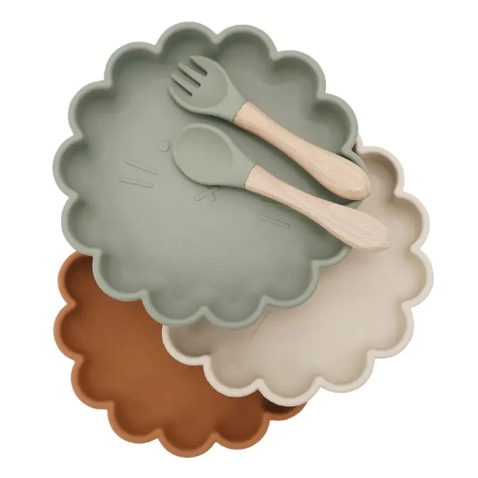 3 Piece Set | Animal Face Dinnerware Silicone Feeding Set