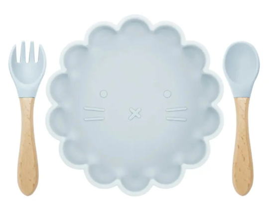 3 Piece Set | Animal Face Dinnerware Silicone Feeding Set