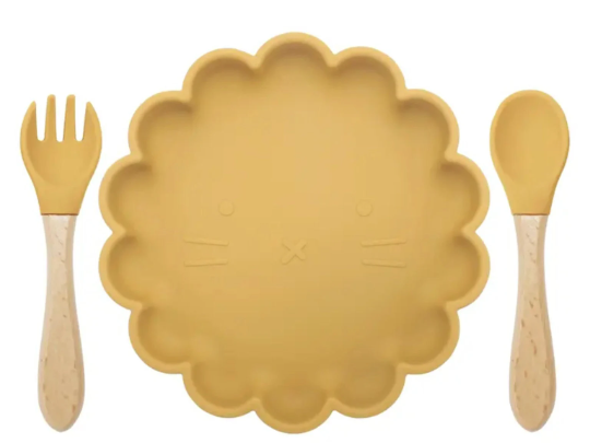 3 Piece Set | Animal Face Dinnerware Silicone Feeding Set