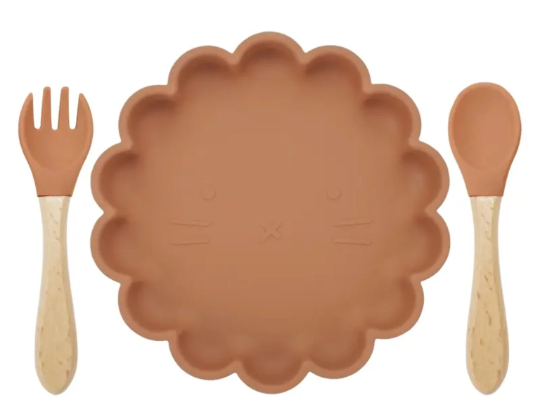 3 Piece Set | Animal Face Dinnerware Silicone Feeding Set