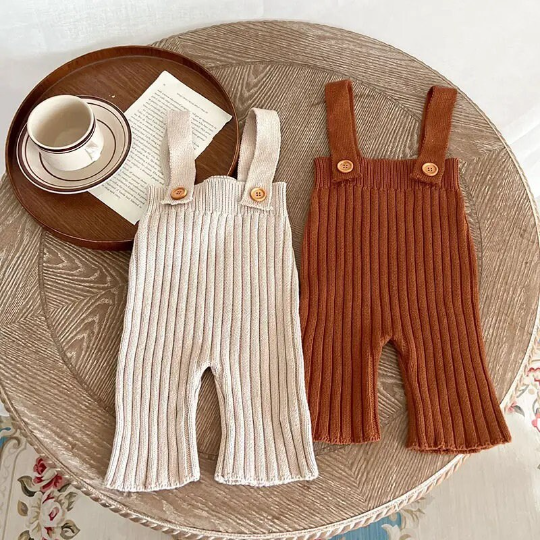 Baby High Waisted Knitted Overall Pants | Gender Neutral