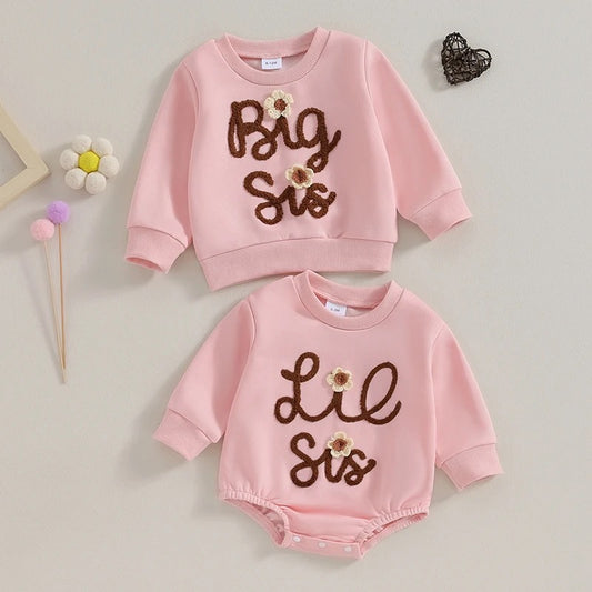Big Sis | Lil Sis Matching Embroidered Sweater & Onesie