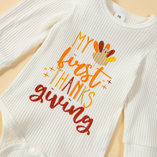 3-Piece Set | My First Thanksgiving Baby Girl Outfit