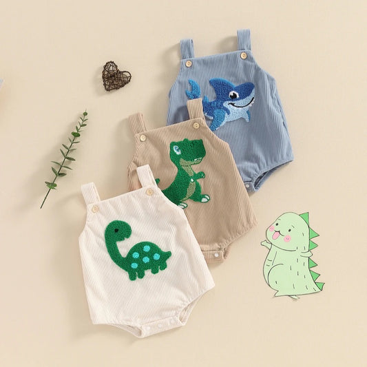 Shark & Dinosaurs Baby Boy Overalls