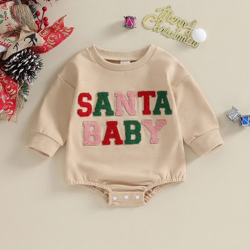 Santa Baby Fuzzy Letter Onesie