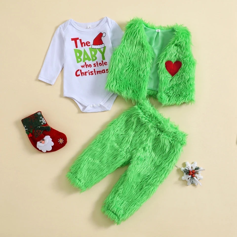 Grinch Inspired Christmas 3-Piece Outfit